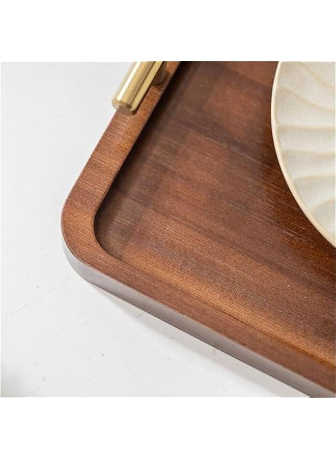 Serving Tray,Bamboo Tray with Gold Handles, Food Tray for Breakfast,Coffee Table,Dinner & Bar, Decorative Tray for Kitchen, Bedroom (Small) - Image 5