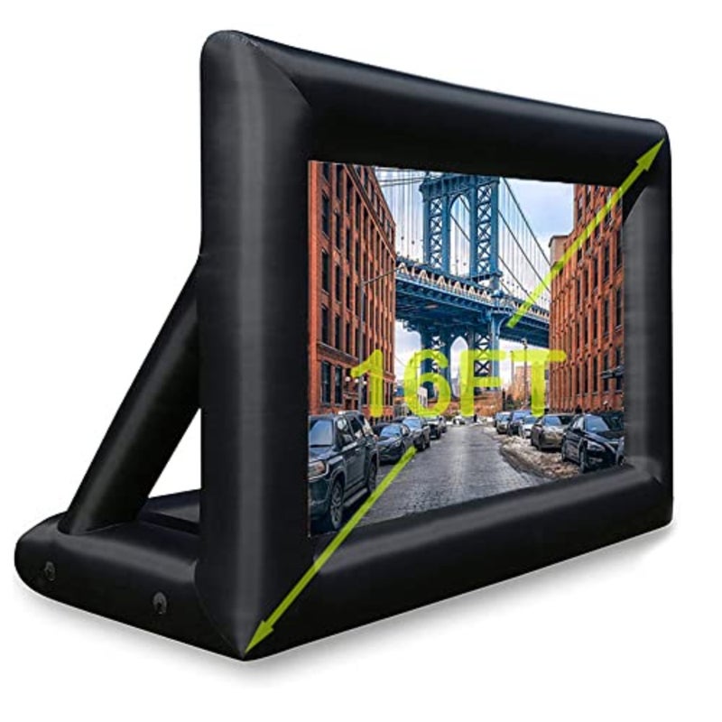 JUMEIYP 16 Feet Inflatable Outdoor Projector Screen, Portable Blow Up Cinema Projection Screen, with Air Blower, Tie-Downs and Storage Bag, for Backyard Pool Party Movie Nights 16Ft - Image 1