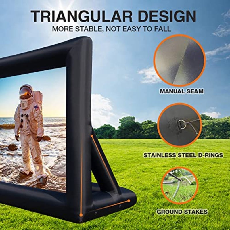 JUMEIYP 16 Feet Inflatable Outdoor Projector Screen, Portable Blow Up Cinema Projection Screen, with Air Blower, Tie-Downs and Storage Bag, for Backyard Pool Party Movie Nights 16Ft - Image 4