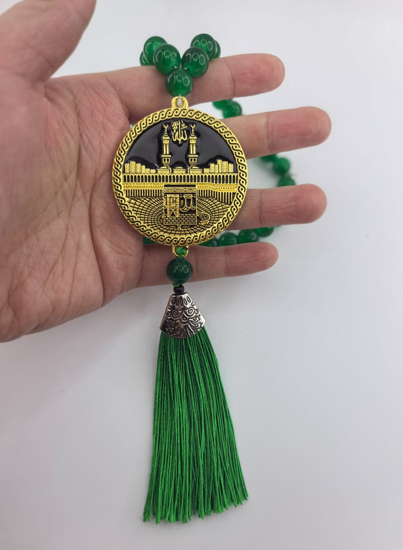 Fianser Car Pendant Metal Gold-Plating Kaaba Mecca Prophet's Mosque Medina Hanging ornaments Interior Accessories Decoration Gift For Ramadan Hajj Umrah Home Decor Prayer Beads 33 Tasbih Tasbeeh Zikr Islamic Muslim Allah Ihram Arabic Travel Carry on - Image 5