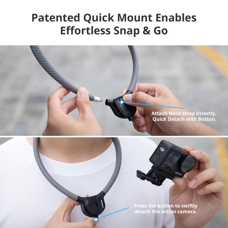 PGYTECH CapLock POV Neck Mount for DJI OSMO Action 5/4/3, for Gopro Hero 13/12/11/10, for OSMO Pocket 2, Hand Free Video Vlog Neck Selfie Holder with Body Strap - Image 3