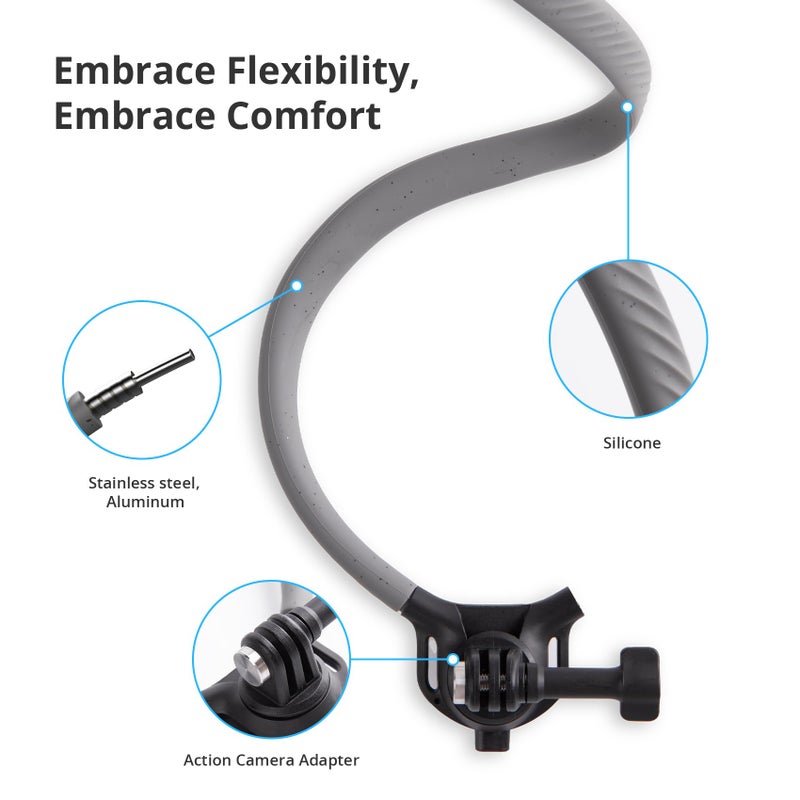 PGYTECH CapLock POV Neck Mount for DJI OSMO Action 5/4/3, for Gopro Hero 13/12/11/10, for OSMO Pocket 2, Hand Free Video Vlog Neck Selfie Holder with Body Strap - Image 2