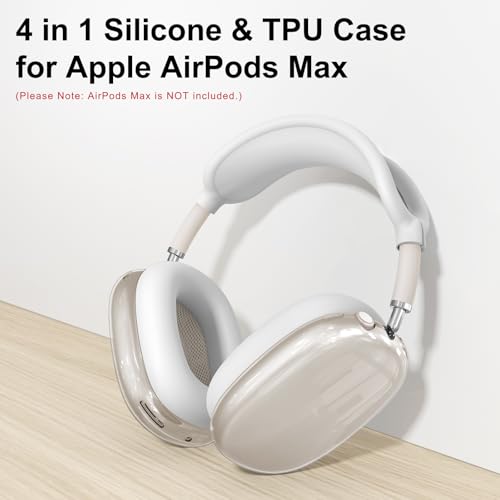 MINDRESY Silicone Case Cover for AirPods Max Headphones, Clear Soft TPU Ear Cups Cover/Ear Pad Case Cover/Headband Cover for AirPods Max (2024/2020),Transparent Accessories for Apple AirPods Max (USB-C), White - Image 2