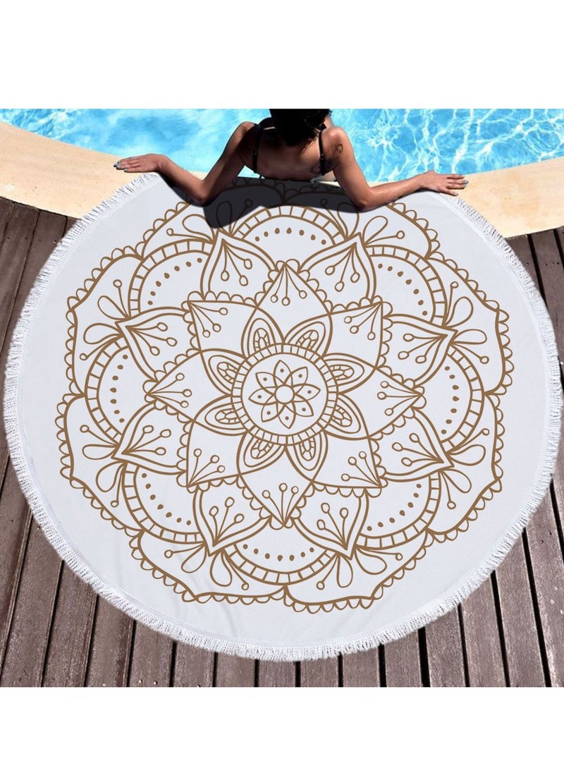 Y&D Gold Print Round Beach Towel 