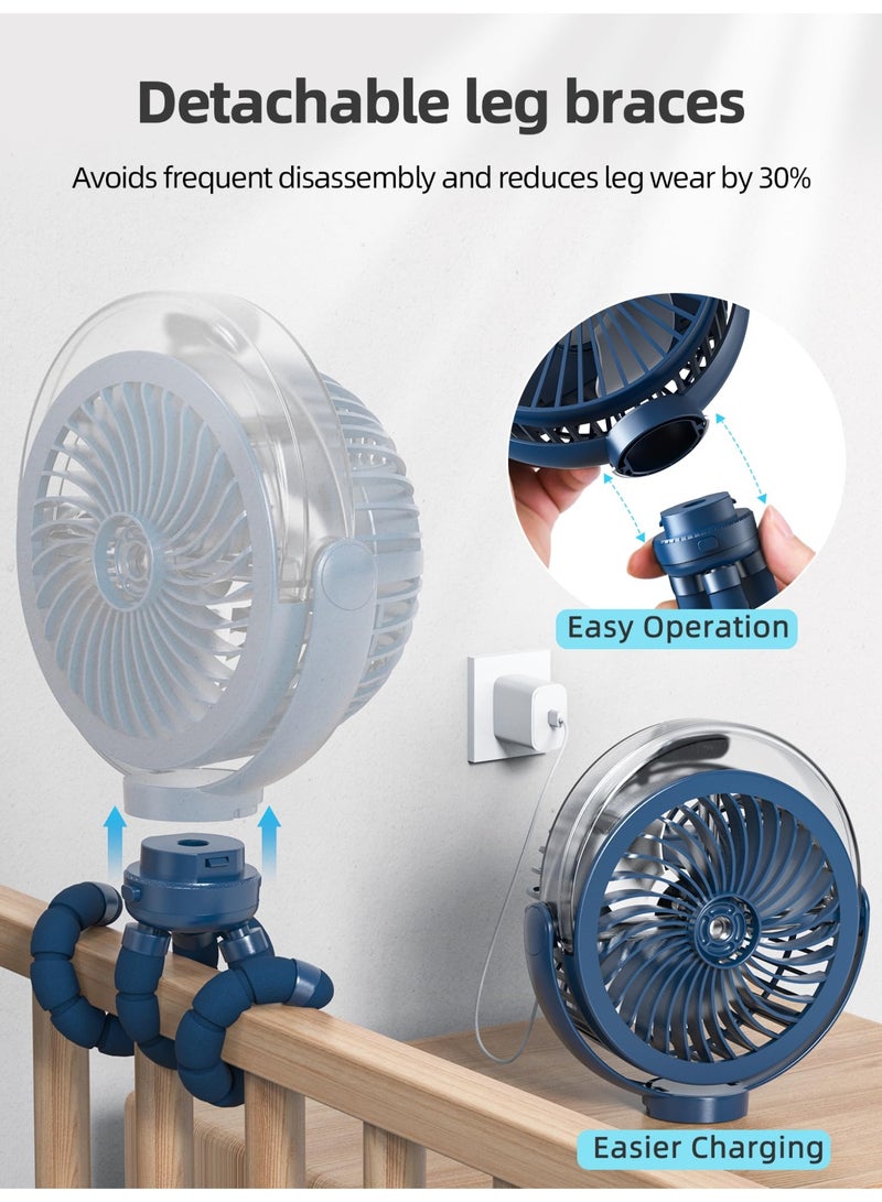 Dark Horse Atomizing Baby Stroller Fan, 6000mAh Battery-Powered Portable Fan, With Light And 360° Rotation, Personal Fan With Flexible Tripod, Suitable For Babies, Offices, Travel, Treadmills, Outdoors - Image 4