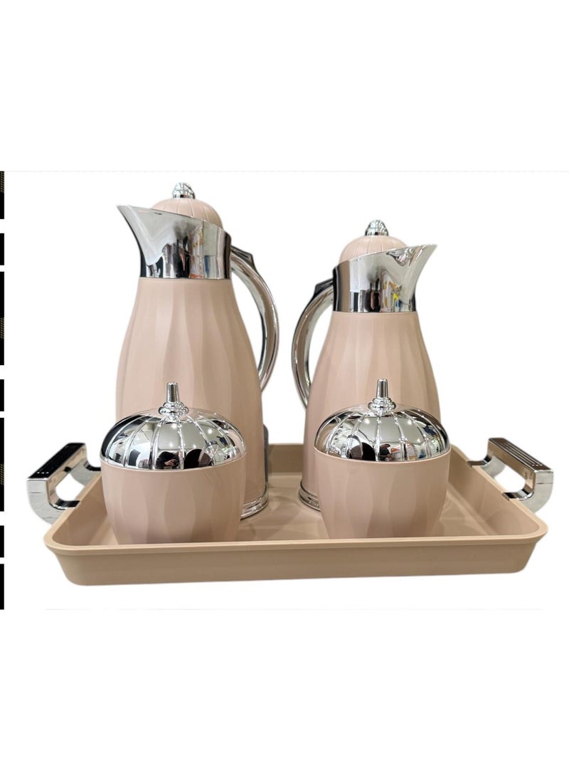 Silver Set Of 5 Pieces Tea Thermos Coffee Thermos Sugar Bowl Tray And Spoon Beige Color - pzsku/Z4D69C5ABD10CD848188BZ/45/1741256406/81a716fb-3933-4ec3-ac3f-d890480c0d8e