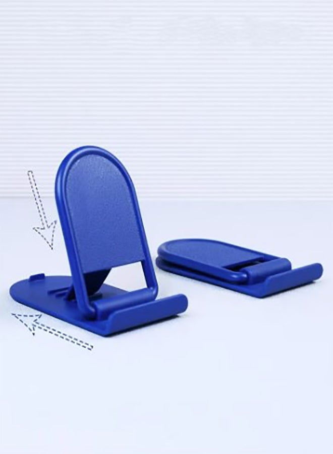 Mini Desktop Cell Phone Holder, 4-Level Adjustable, Creative Foldable Design With Card Clip, Plastic Cell Phone Stand - Blue - Image 1