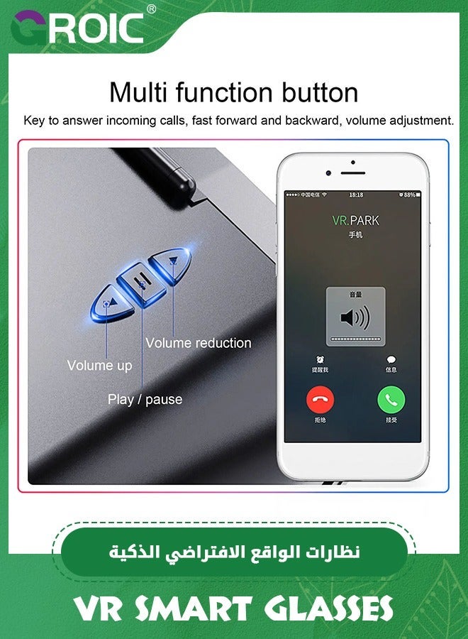 GROIC Black VR Glasses, Virtual Reality 3D Glasses are Equipped with Headphones for 4.5 to 6.0 inch Smartphone Blu-ray - Image 4