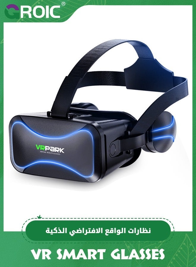 GROIC Black VR Glasses, Virtual Reality 3D Glasses are Equipped with Headphones for 4.5 to 6.0 inch Smartphone Blu-ray - Image 1