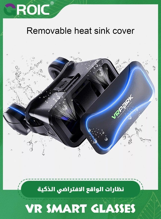 GROIC Black VR Glasses, Virtual Reality 3D Glasses are Equipped with Headphones for 4.5 to 6.0 inch Smartphone Blu-ray - Image 3