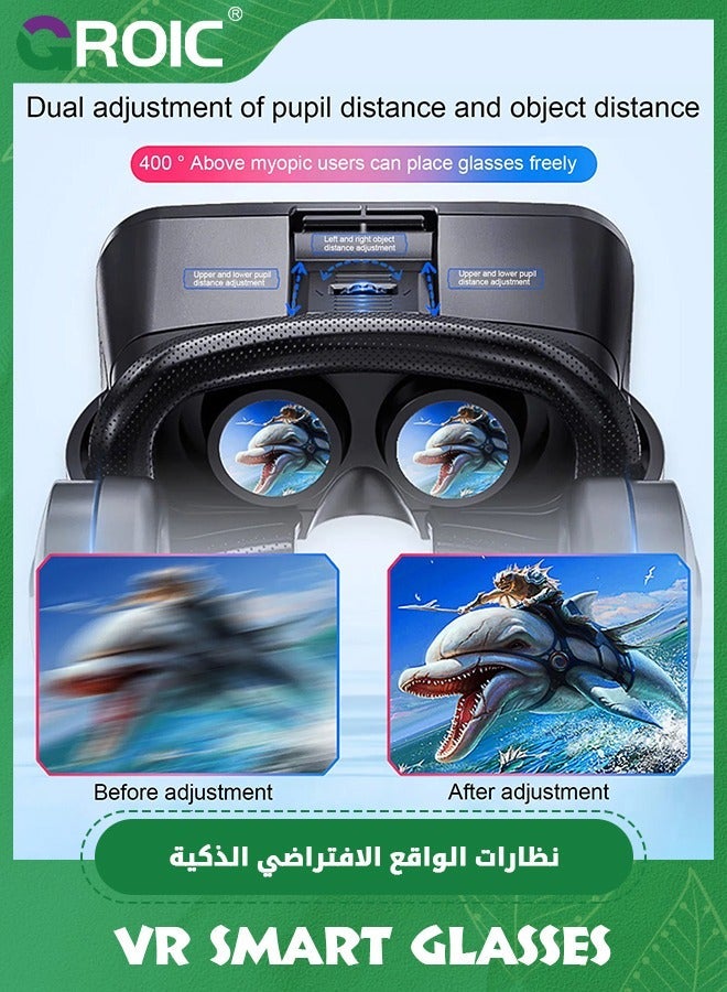 GROIC Black VR Glasses, Virtual Reality 3D Glasses are Equipped with Headphones for 4.5 to 6.0 inch Smartphone Blu-ray - Image 5