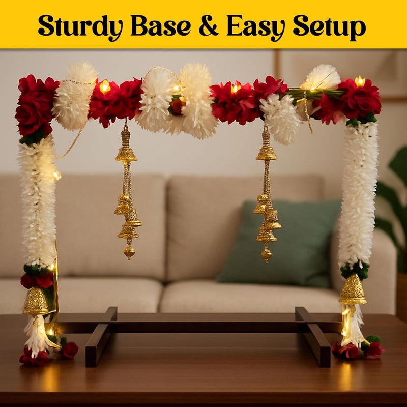 SOLOBOLO Wood Mandir Foldable Backdrop Stand For Ganpati ,Navratri,Durga Pooja,Ideal For Home Mandir And Office As Backdrop Frame, Festival Decoration Item (30X24 Inch) - Image 5