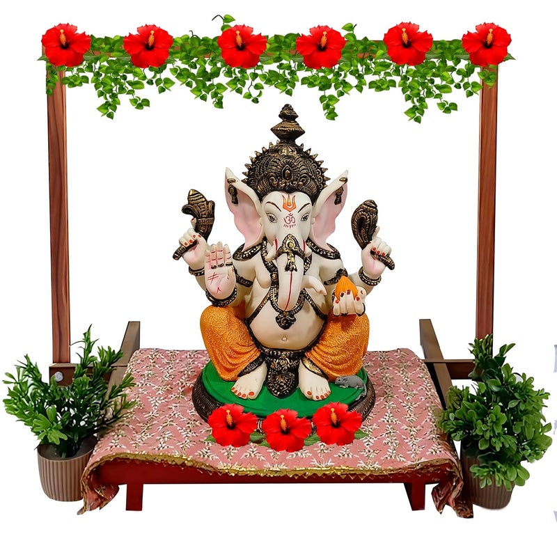 SOLOBOLO Wood Mandir Foldable Backdrop Stand For Ganpati ,Navratri,Durga Pooja,Ideal For Home Mandir And Office As Backdrop Frame, Festival Decoration Item (30X24 Inch) - Image 1
