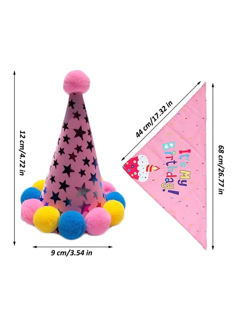 Dog Cat Gifts and Party Decorations Set Dog Triangle Scarf Headgear Dog Cat Birthday Bandana Hat Birthday Party Supplies