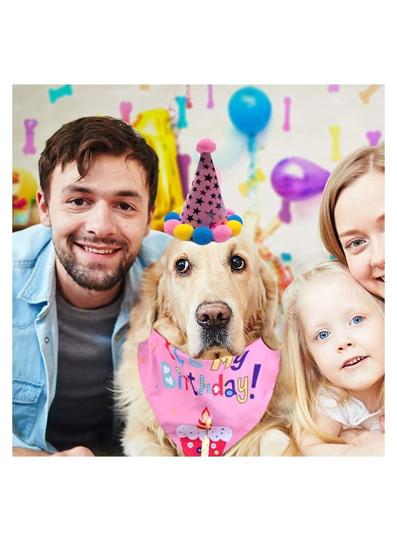 Dog Cat Gifts and Party Decorations Set Dog Triangle Scarf Headgear Dog Cat Birthday Bandana Hat Birthday Party Supplies