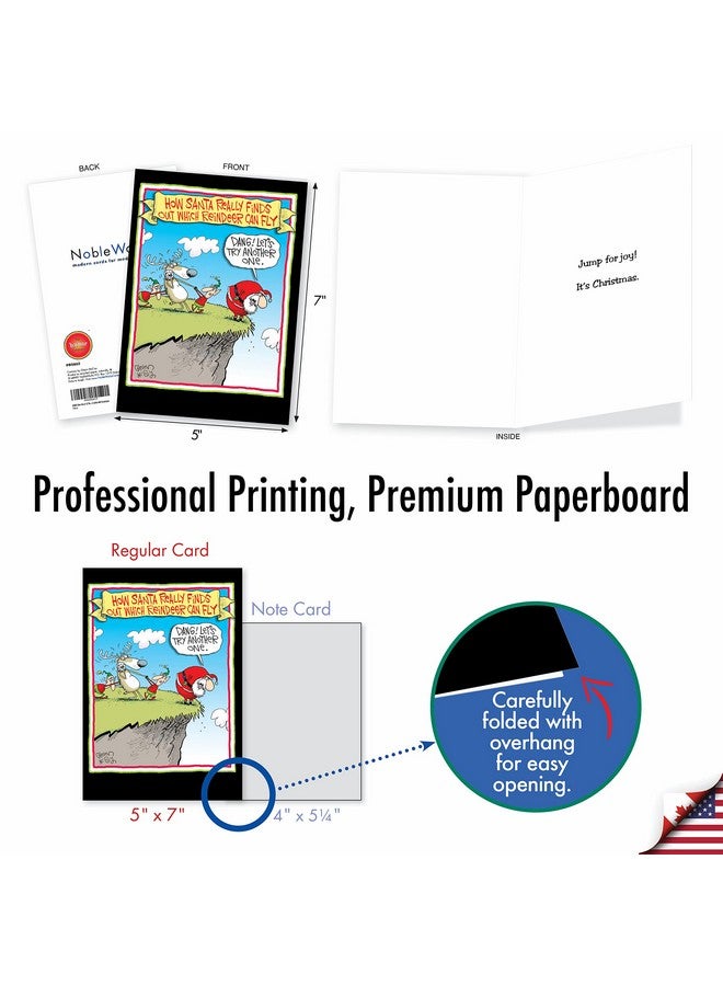 NobleWorks Pack of 12 Funny Christmas Greeting Cards with Envelopes, Humor Holiday for Men and Women (1 Design, 12 Cards) - Reindeer Can Fly B5802 - Image 3