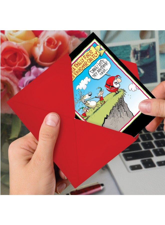 NobleWorks Pack of 12 Funny Christmas Greeting Cards with Envelopes, Humor Holiday for Men and Women (1 Design, 12 Cards) - Reindeer Can Fly B5802 - Image 4