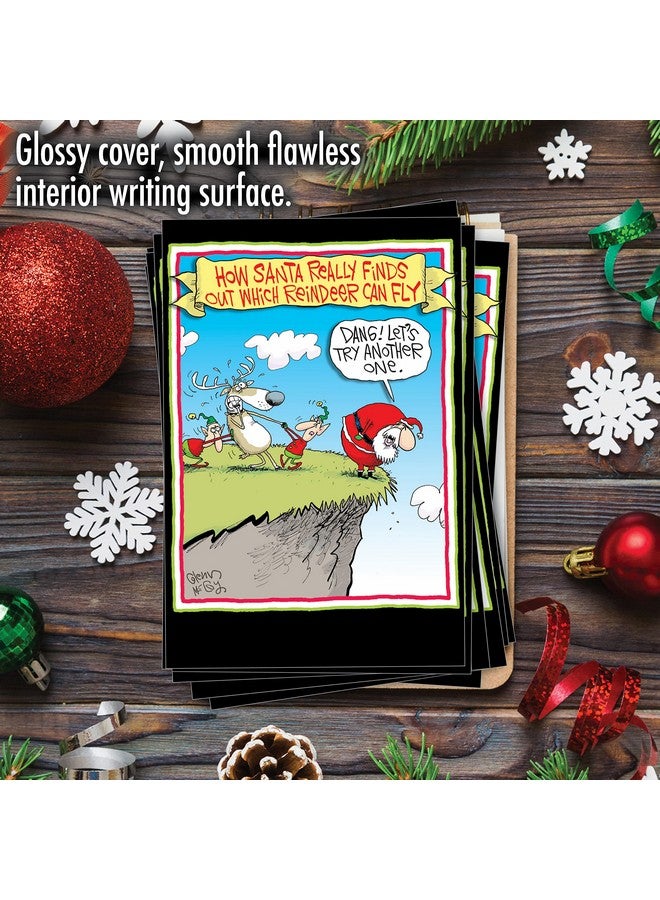 NobleWorks Pack of 12 Funny Christmas Greeting Cards with Envelopes, Humor Holiday for Men and Women (1 Design, 12 Cards) - Reindeer Can Fly B5802 - Image 5