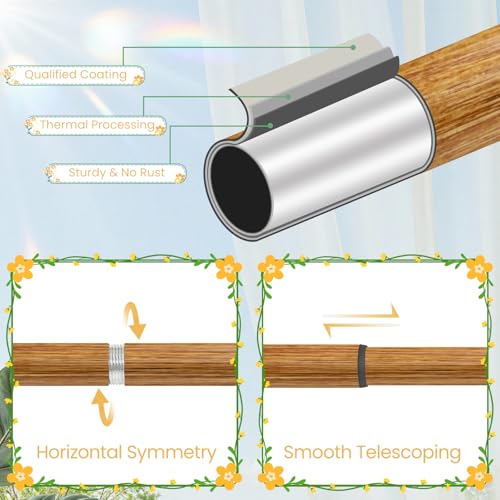 EQURROY Boho Wood Curtain Rods For Windows 48 to 84 Inches, 1 Inch Heavy-Duty Adjustable Decorative Curtain Rods With Branches Leaves Hollow Finials for Bedrooms and Living Rooms In Farmhouses. - Image 4