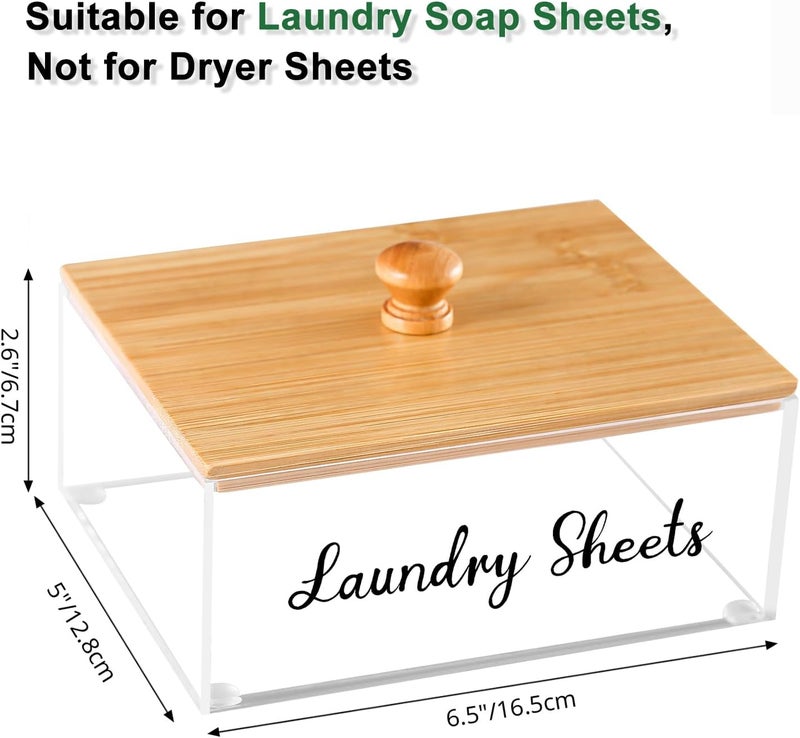 VOTLEVT Acrylic Laundry Sheet Holder with Bamboo Lid, Laundry Detergent Sheet Container/Holder/Dispenser, laundry Room Organization and Storage - Image 2