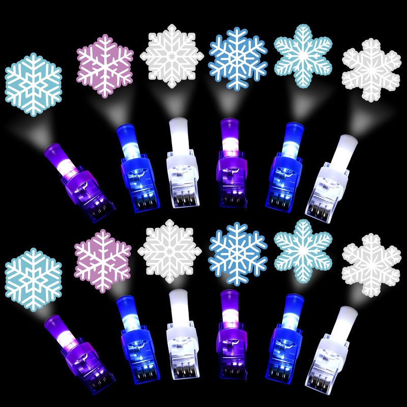 Tuanse 24 Pcs Snowflake Party Favors Snowflake Lights Gifts Bulk for Kids Glow in The Dark Snow Icy Finger Lights Classroom Rewards Prizes Gifts for Birthday Summer Boys Girls - Image 3