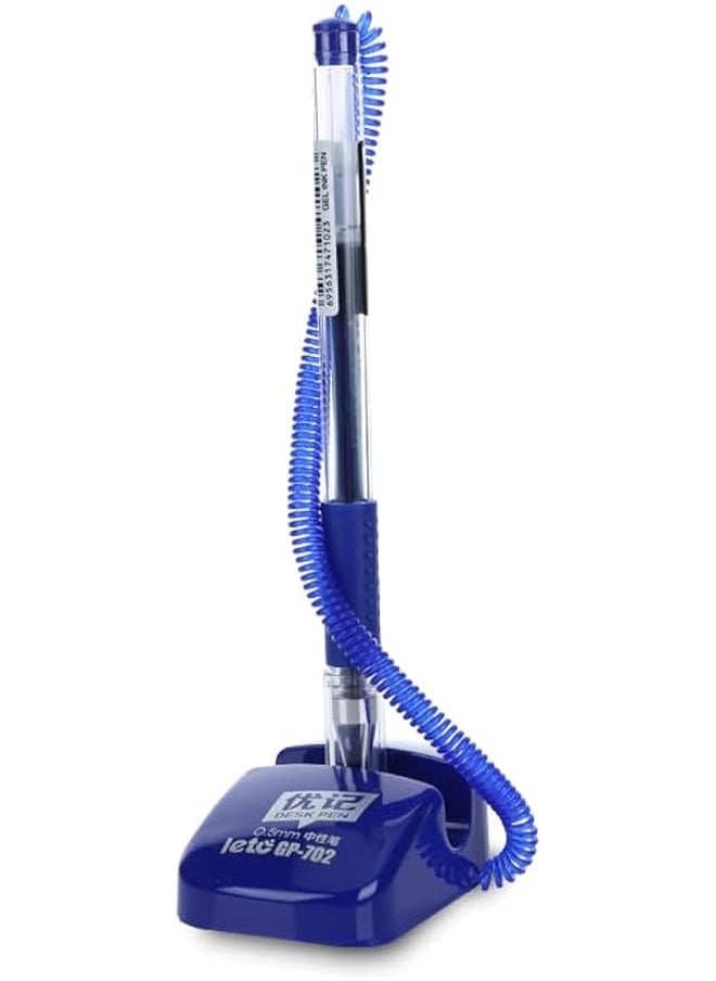 erorex Leto Desk Pen Blue Ink 0.5Mm Counter Pens Reception Counter Pen Secure Pen With Chain And Adhesive Pen Holder For Home Office Supplies Desk Pen Stand 