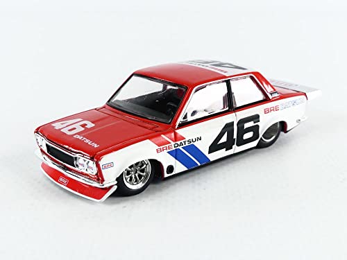 Mini GT TSM Model Datsun 510 Pro Street Version 2 #46 BRE Red and White (Designed by Jun Imai) Kaido House 1/64 Diecast Model Car by True - Image 1