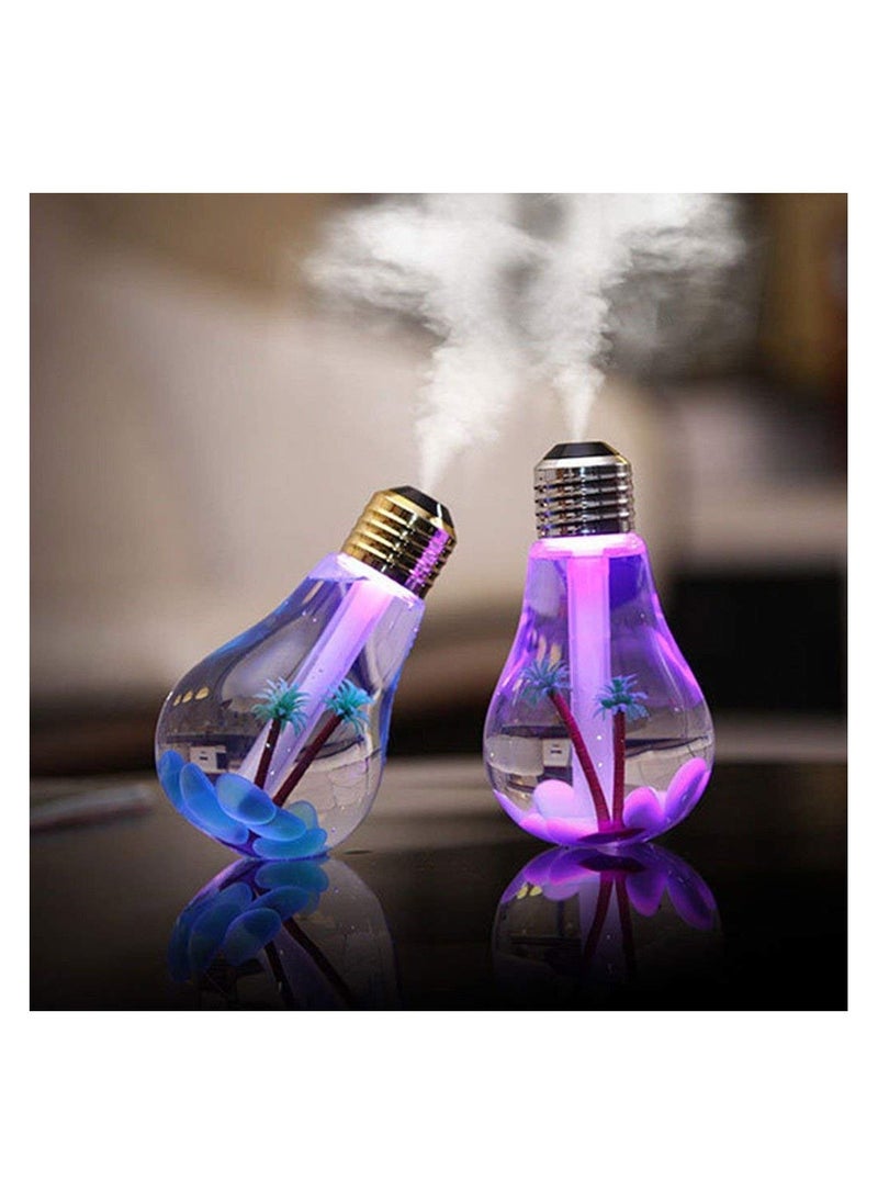 USB Portable Air humidifier bulb With 7 LED color changing night light humidifier best use for Home ,office, bedroom, baby room.  - Image 1