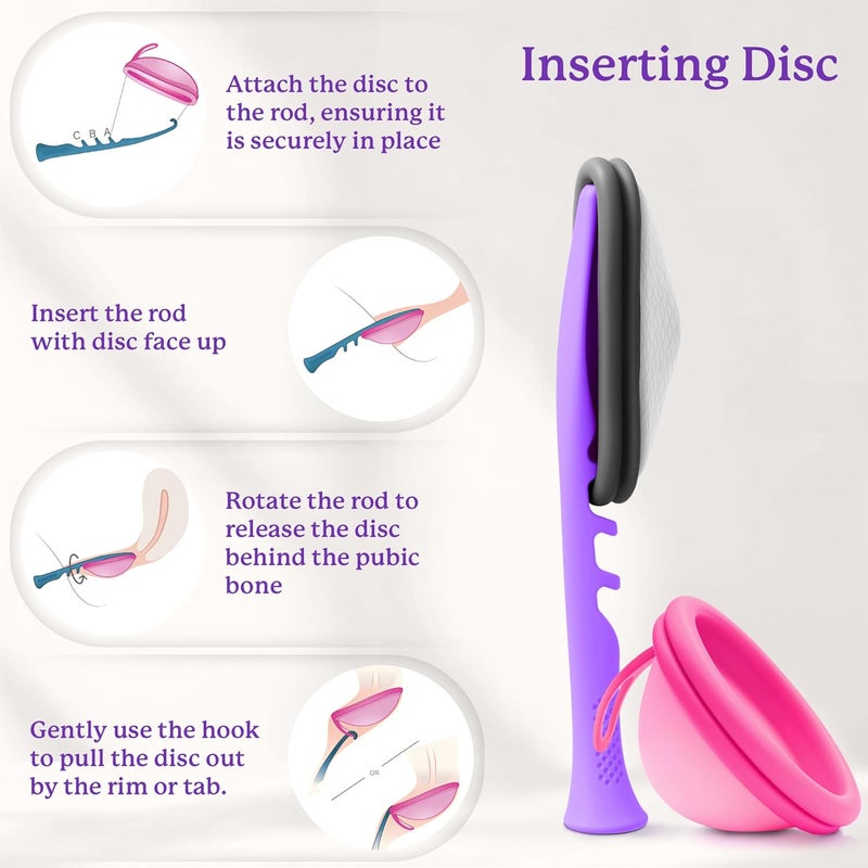 Ecoblossom Menstrual Cup Disc Applicator Tool Comfortable Easy Insertion Removal Compatible with Most Period Cups and Discs Purple - Image 4