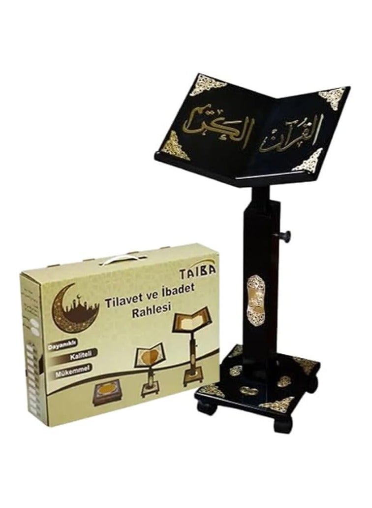 REBENUO Holy Quran holder Turkish wood decorated large size, black - Image 1