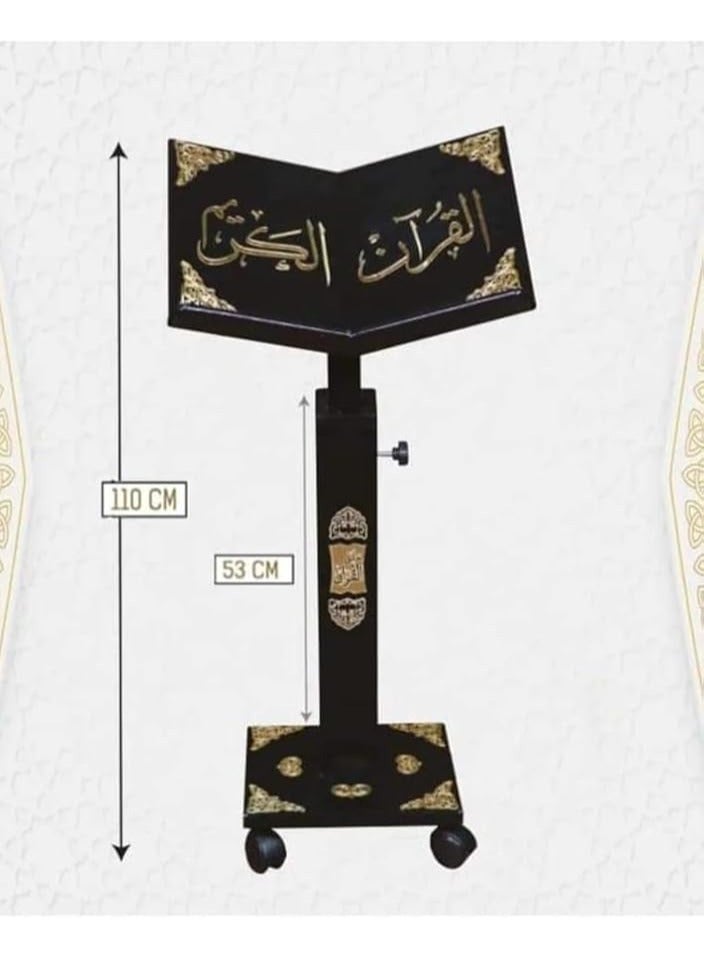 REBENUO Holy Quran holder Turkish wood decorated large size, black - Image 3