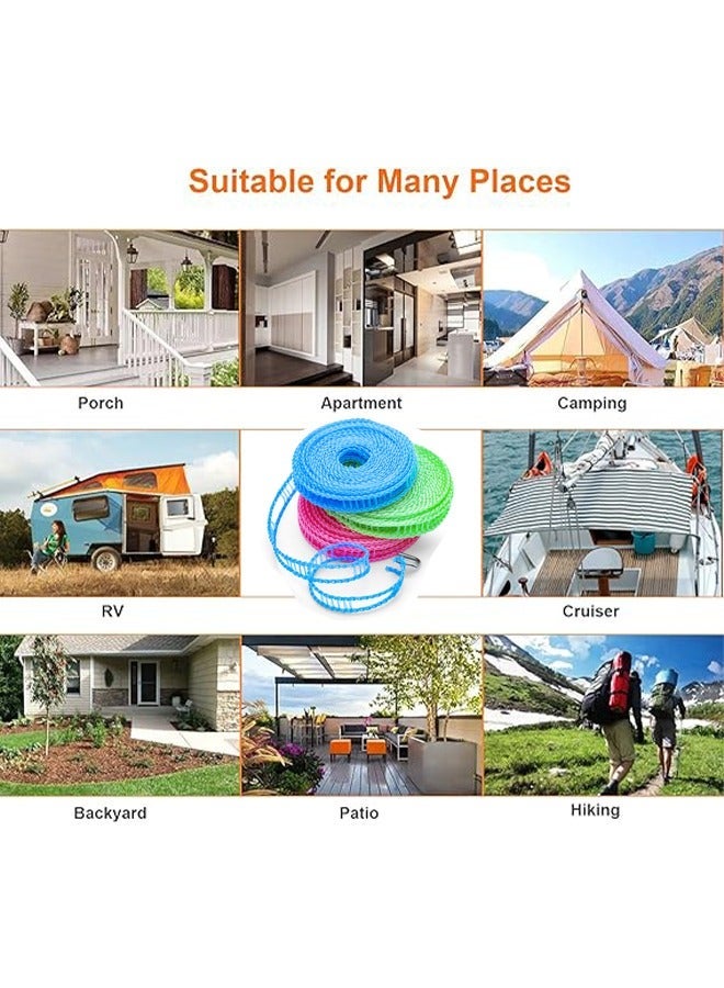 MM 3Pcs Anti-slip and Windproof Clothes Drying Rope Fence Type Clothes Quilt LineAdjustable Nylon Cloth Suspension Clothes Drying Rope 5 Meters For Portable Travel Clothing Indoor and Outdoor Laundry - Image 4