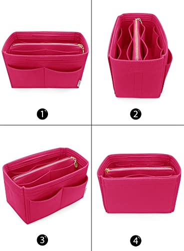 LEXSION Felt Purse Bag Organizer Insert with zipper Bag Tote Shaper Fit Speedy Neverful PM MM 8021 Rosy M - Image 3