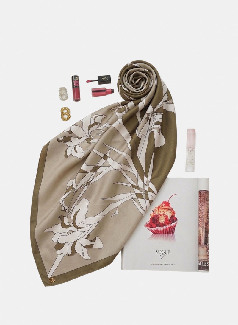 Carina Graphic Floral Print Scarf - Image 1
