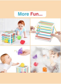 BAYBEE Baybee 6 Pcs Multi Sensory Shape Sorting Cube Toys for Kids with Elastic Bands 6 Different Shape Sorter Blocks for Kids Learning Stacking Sorting Blocks Toys for kids Toddlers 1+ Years Boy Girl  - Image 4