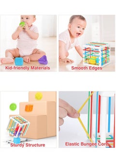 BAYBEE Baybee 6 Pcs Multi Sensory Shape Sorting Cube Toys for Kids with Elastic Bands 6 Different Shape Sorter Blocks for Kids Learning Stacking Sorting Blocks Toys for kids Toddlers 1+ Years Boy Girl  - Image 2