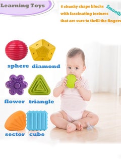 BAYBEE Baybee 6 Pcs Multi Sensory Shape Sorting Cube Toys for Kids with Elastic Bands 6 Different Shape Sorter Blocks for Kids Learning Stacking Sorting Blocks Toys for kids Toddlers 1+ Years Boy Girl  - Image 5