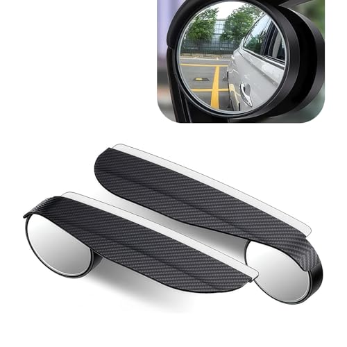 Eratus 2 PCS Car Rearview Mirror 2in1 Rain Eyebrow Blind Spot Mirror Carbon Fiber Rainwater Deflector Selfadhesive 360 Degree Adjustable Expanded Vision Mirror Universal for Cars Black - Image 1