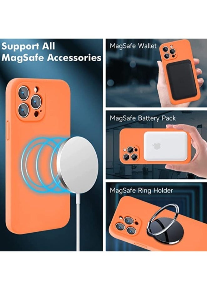 Raxoom iPhone 14 Pro Max, [Compatible with MagSafe] [Soft Microfiber Lining] Shockproof Slim Silicone Phone Case for iPhone 14 Pro Max,6.7 inch,Orange - Image 2
