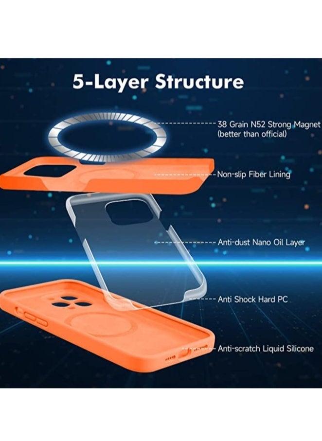 Raxoom iPhone 14 Pro Max, [Compatible with MagSafe] [Soft Microfiber Lining] Shockproof Slim Silicone Phone Case for iPhone 14 Pro Max,6.7 inch,Orange - Image 3