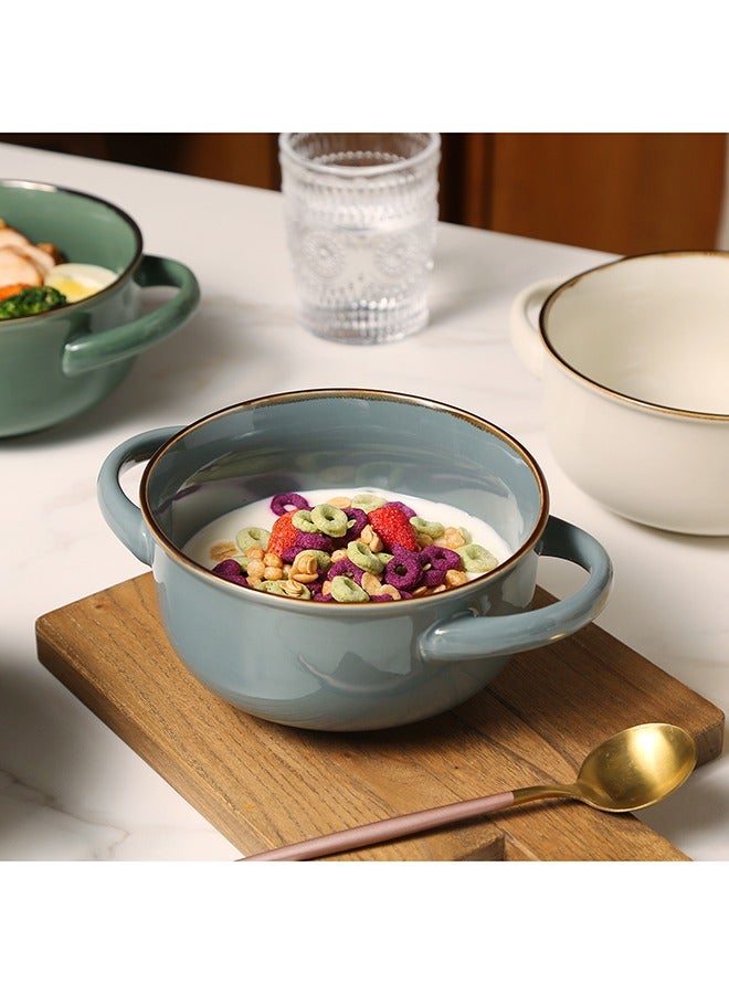 MONITO 4 Piece Set Creamic Bowls, 28oz, Stackable with Handles, for Soup, Salad, Pasta, Stew - Multicolor  - Image 4