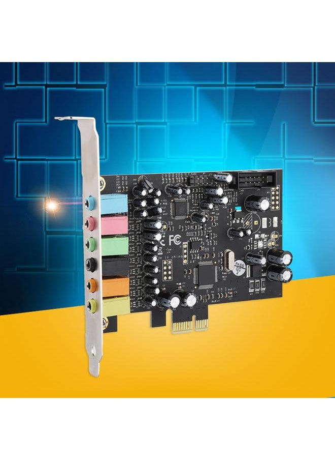 1 pcs PCI-E 7.1 HiFI High Fidelity 8 Track Internal Surround PCI Sound Card Black