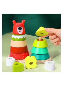Generic Wooden Shape Sorting Stacking Toy – Rainbow Stacker Learning Toy for Toddlers, Best Educational Gift for Boys & Girls, Brain Development Toy for Ages 1-3  - Image 3