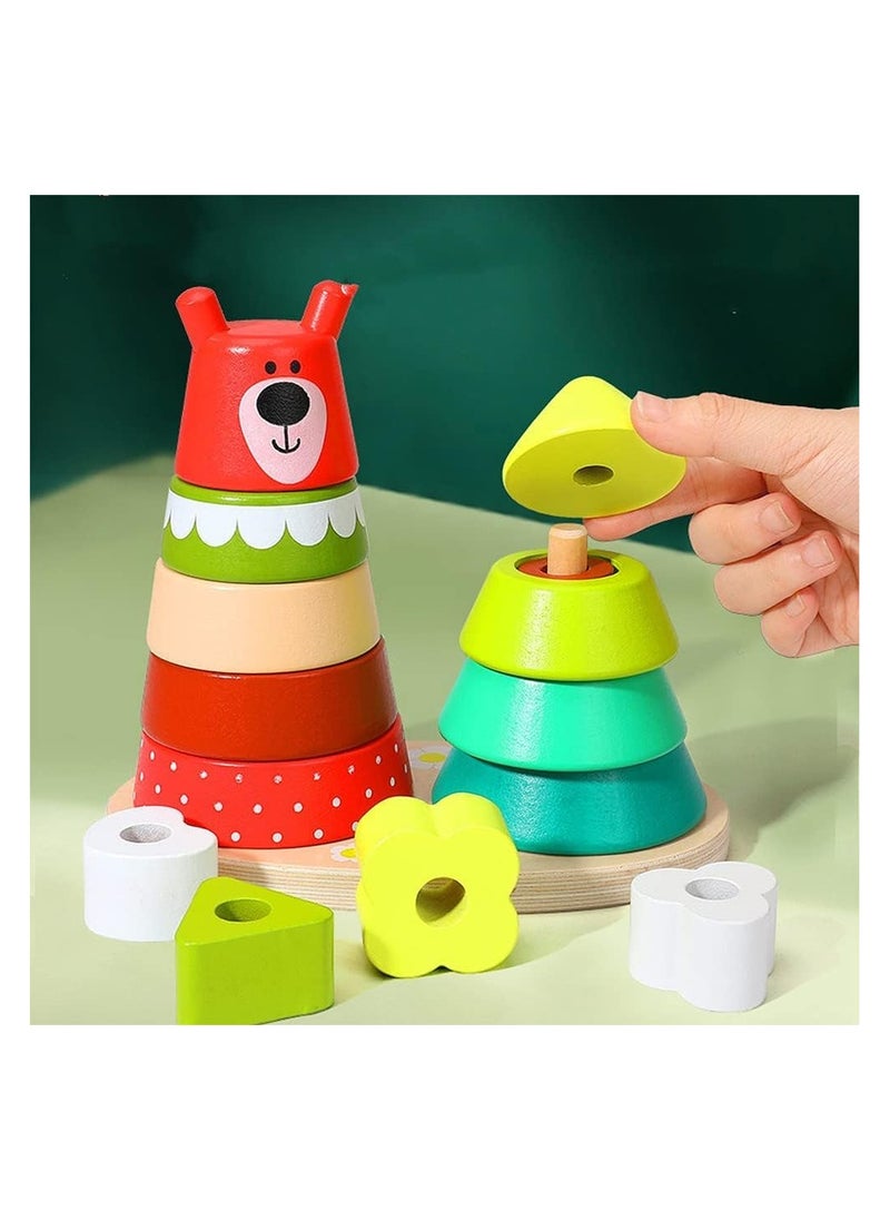 Generic - Wooden Shape Sorting Stacking Toy – Rainbow Stacker Learning Toy for Toddlers, Best Educational Gift for Boys & Girls, Brain Development Toy for Ages 1-3 - Image 1