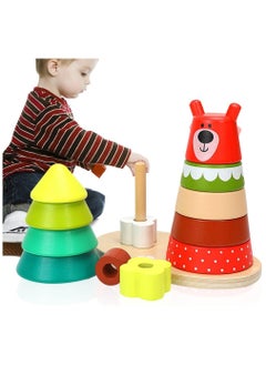 Generic Wooden Shape Sorting Stacking Toy – Rainbow Stacker Learning Toy for Toddlers, Best Educational Gift for Boys & Girls, Brain Development Toy for Ages 1-3  - Image 4