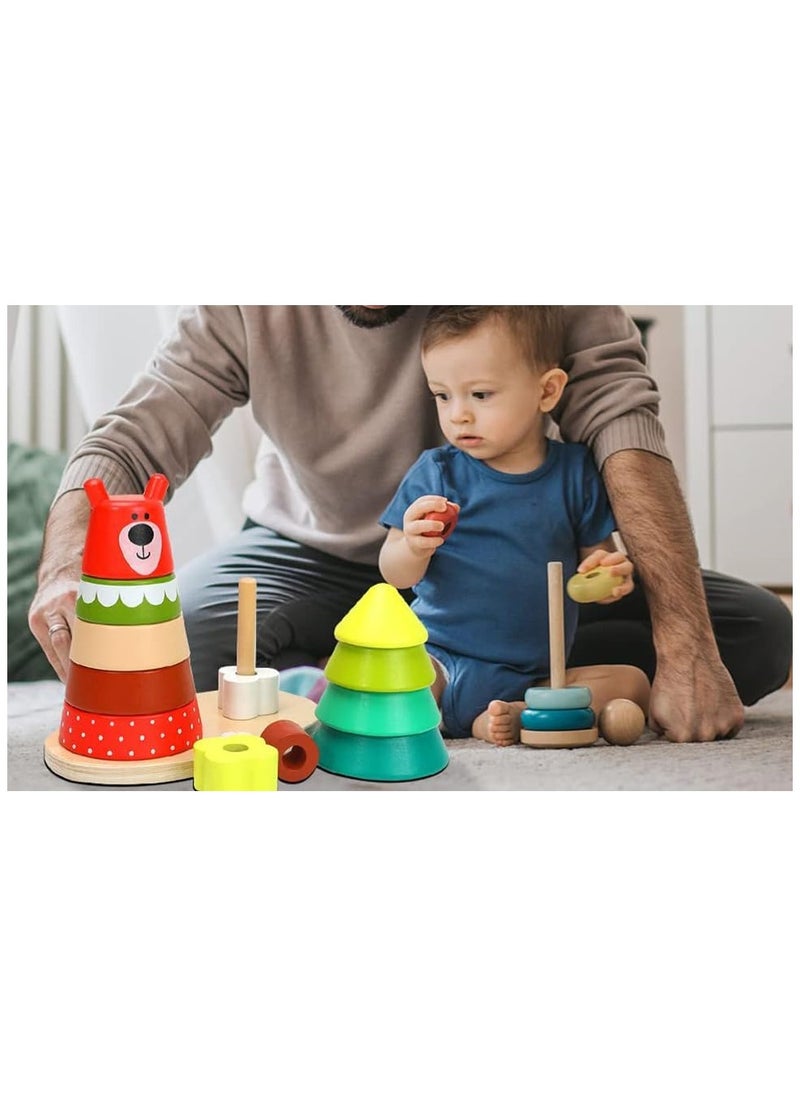 Generic - Wooden Shape Sorting Stacking Toy – Rainbow Stacker Learning Toy for Toddlers, Best Educational Gift for Boys & Girls, Brain Development Toy for Ages 1-3 - Image 1