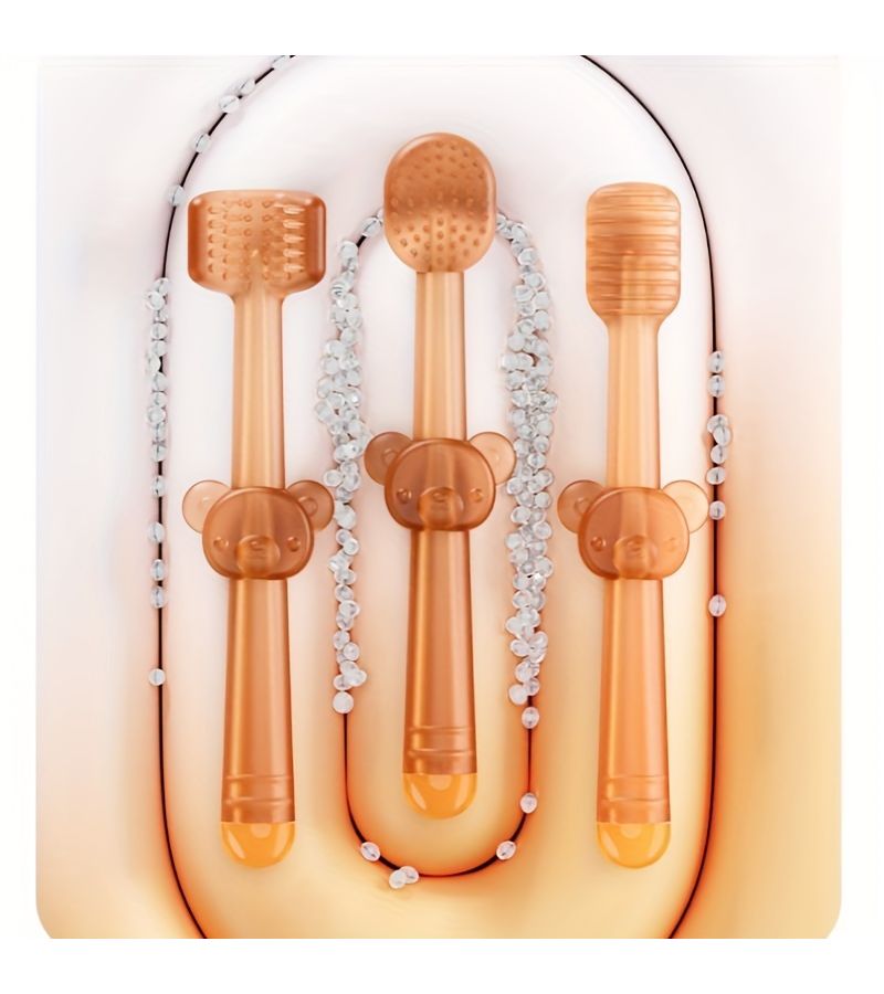 Pink 3 Piece Toothbrush Set With 360 Degree Soft Bristles Travel Holder And Silicone Tongue Cleaners For Oral Care - Image 1