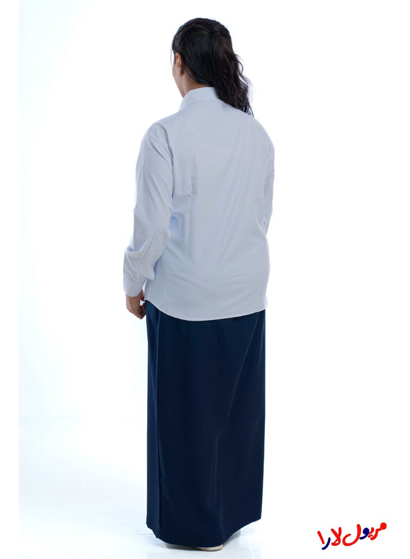 مريول لارا تنورة مدرسية كحلي ثانوي – زي مدرسي بناتي رسمي مريح للمدارس (قطعة واحدة) - Image 3