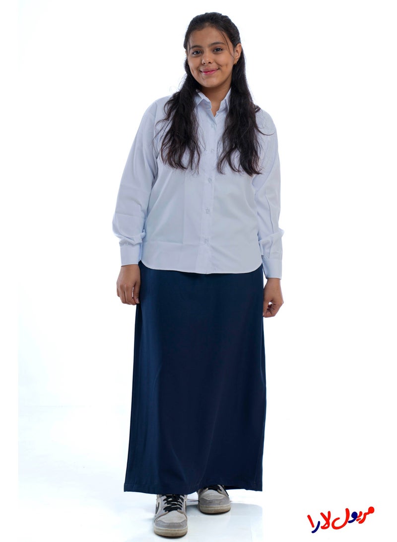 مريول لارا تنورة مدرسية كحلي ثانوي – زي مدرسي بناتي رسمي مريح للمدارس (قطعة واحدة) - Image 1