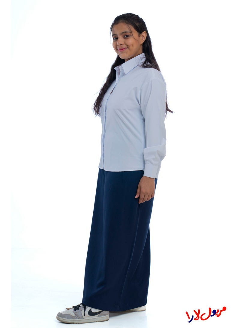 مريول لارا تنورة مدرسية كحلي ثانوي – زي مدرسي بناتي رسمي مريح للمدارس (قطعة واحدة) - Image 2